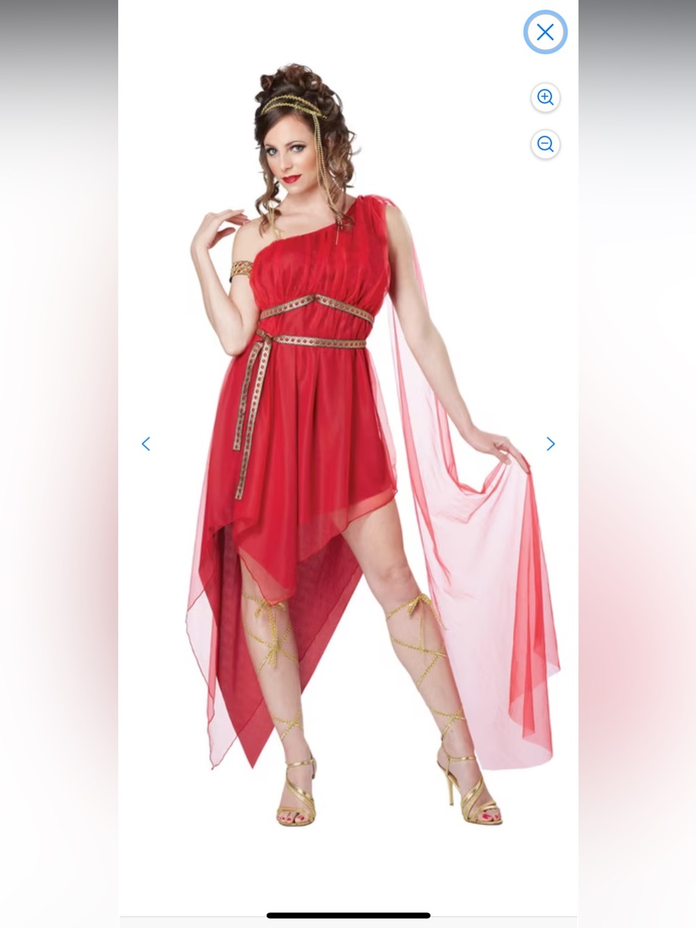 NWOT Spirit Ruby Goddess Women’s Costume - Red with Gold Trim sM